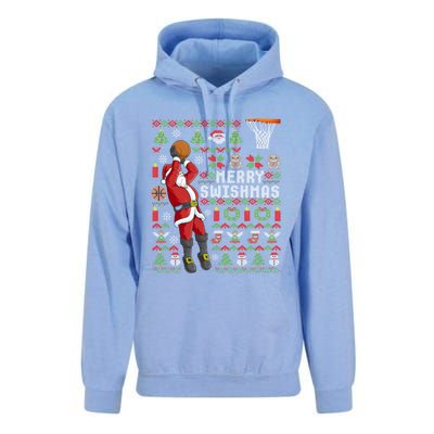 Merry Swishmas Ugly Christmas Basketball Christmas Gift Unisex Surf Hoodie