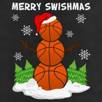 Merry Swishmas Ugly Sweater Basketball Christmas Snowman Basketball Character 7 Panel Mesh Trucker Snapback Hat