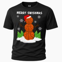 Merry Swishmas Ugly Sweater Basketball Christmas Snowman Basketball Character Cooling Performance Crew T-Shirt