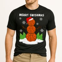 Merry Swishmas Ugly Sweater Basketball Christmas Snowman Basketball Character Cooling Performance Crew T-Shirt
