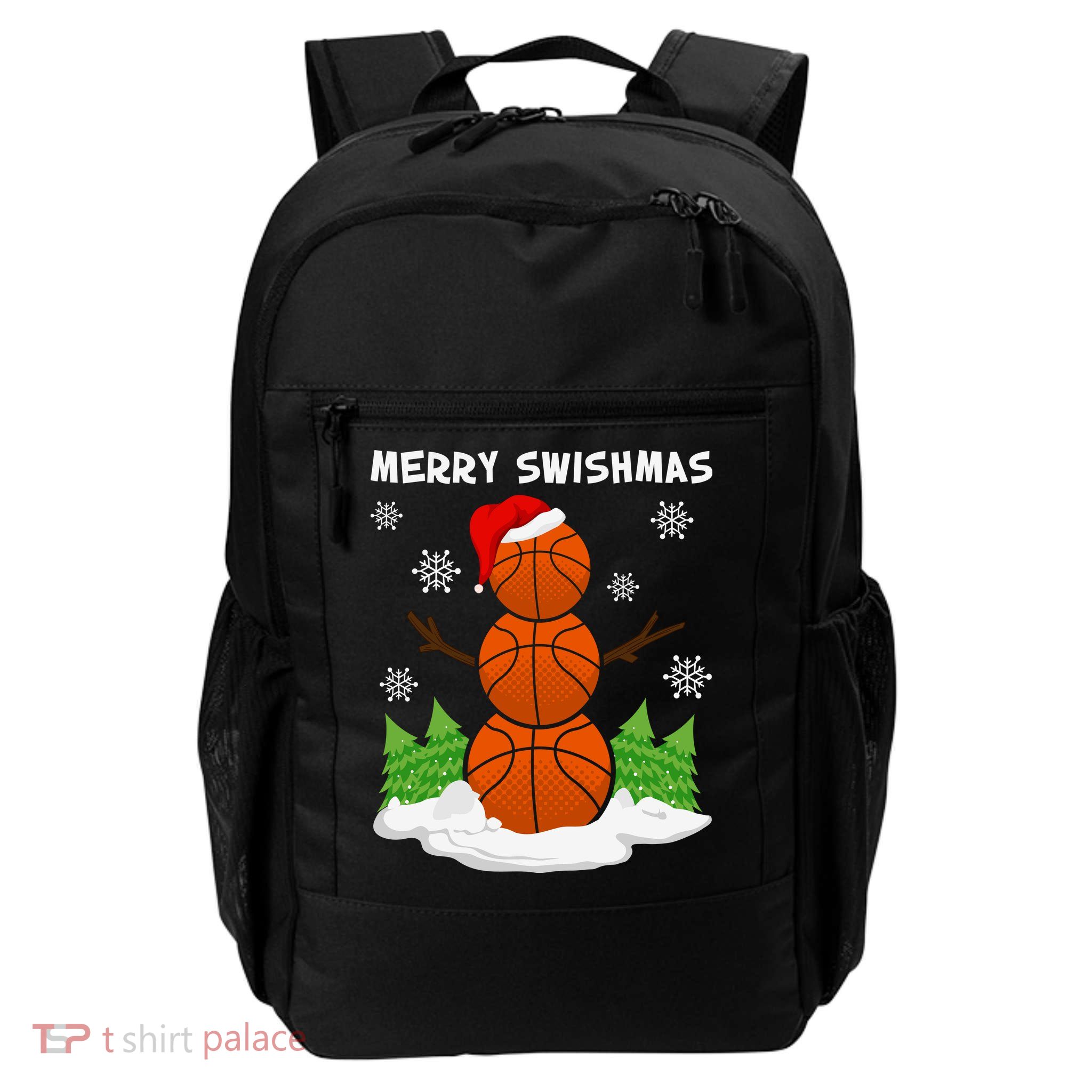 Merry Swishmas Ugly Sweater Basketball Christmas Snowman Basketball Character Backpack