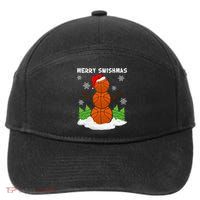 Merry Swishmas Ugly Sweater Basketball Christmas Snowman Basketball Character 7-Panel Snapback Hat