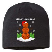 Merry Swishmas Ugly Sweater Basketball Christmas Snowman Basketball Character Sustainable Beanie