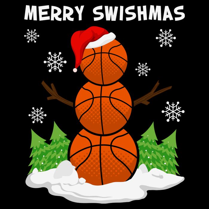 Merry Swishmas Ugly Sweater Basketball Christmas Snowman Basketball Character Sustainable Beanie