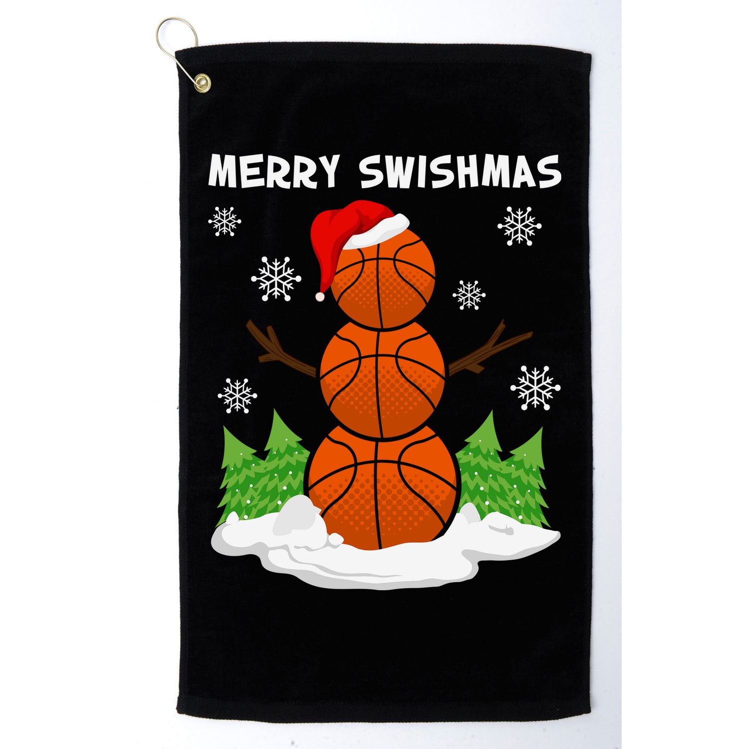 Merry Swishmas Ugly Sweater Basketball Christmas Snowman Basketball Character Golf Towel