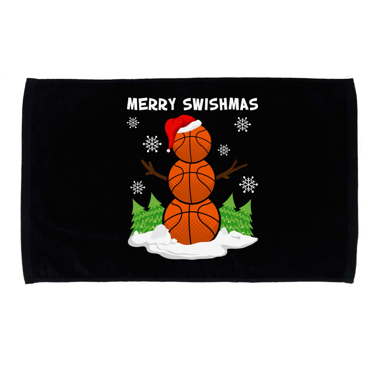 Merry Swishmas Ugly Sweater Basketball Christmas Snowman Basketball Character Microfiber Hand Towel