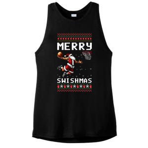 Merry Swishmas Ugly Christmas Funny Basketball Xmas Cool Gift Ladies PosiCharge Tri-Blend Wicking Tank