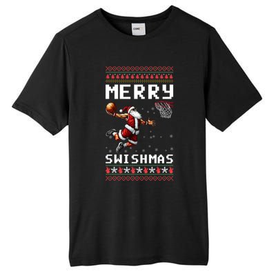 Merry Swishmas Ugly Christmas Funny Basketball Xmas Cool Gift Tall Fusion ChromaSoft Performance T-Shirt