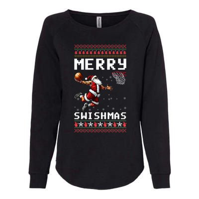 Merry Swishmas Ugly Christmas Funny Basketball Xmas Cool Gift Womens California Wash Sweatshirt