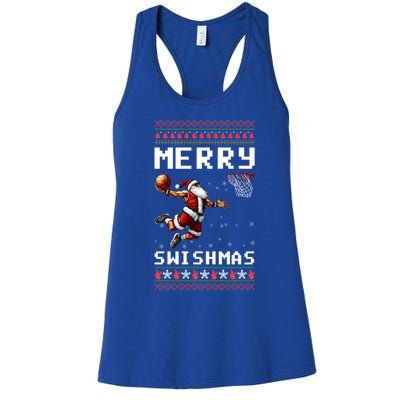 Merry Swishmas Ugly Christmas Funny Basketball Xmas Cool Gift Women's Racerback Tank