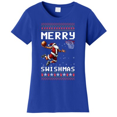 Merry Swishmas Ugly Christmas Funny Basketball Xmas Cool Gift Women's T-Shirt