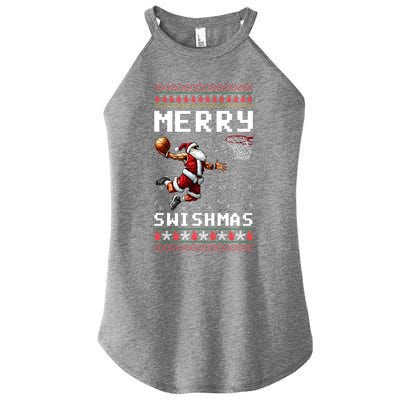 Merry Swishmas Ugly Christmas Funny Basketball Xmas Cool Gift Women's Perfect Tri Rocker Tank