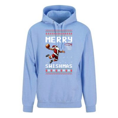 Merry Swishmas Ugly Christmas Funny Basketball Xmas Cool Gift Unisex Surf Hoodie