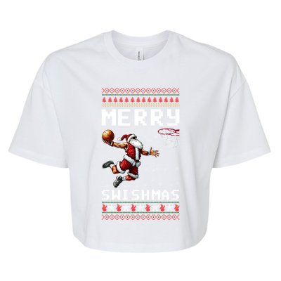 Merry Swishmas Ugly Christmas Funny Basketball Xmas Cool Gift Bella+Canvas Jersey Crop Tee