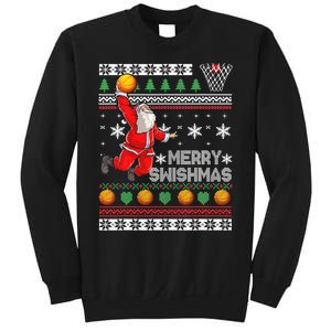 Merry Swishmas Ugly Christmas Basketball Christmas  Sweatshirt