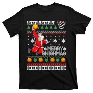 Merry Swishmas Ugly Christmas Basketball Christmas  T-Shirt