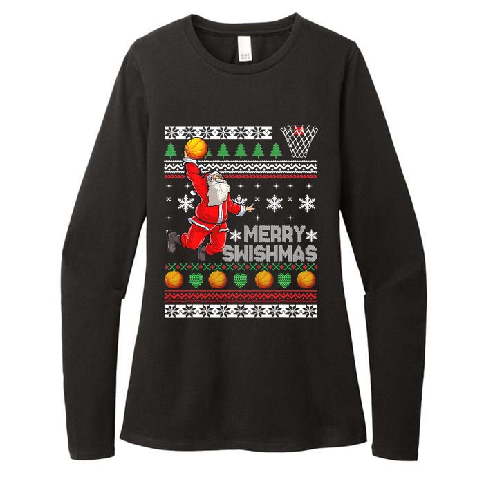 Merry Swishmas Ugly Christmas Basketball Christmas  Womens CVC Long Sleeve Shirt