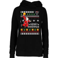 Merry Swishmas Ugly Christmas Basketball Christmas  Womens Funnel Neck Pullover Hood