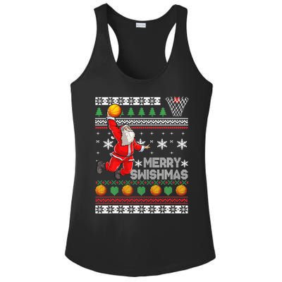 Merry Swishmas Ugly Christmas Basketball Christmas  Ladies PosiCharge Competitor Racerback Tank