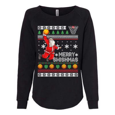 Merry Swishmas Ugly Christmas Basketball Christmas  Womens California Wash Sweatshirt