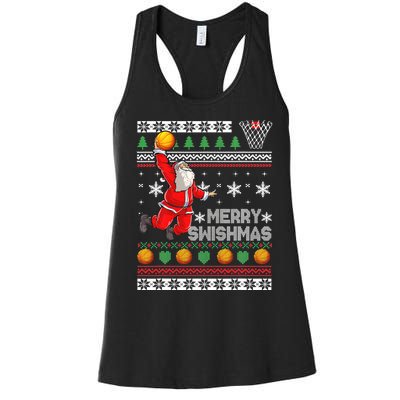 Merry Swishmas Ugly Christmas Basketball Christmas  Women's Racerback Tank