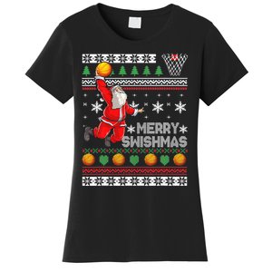 Merry Swishmas Ugly Christmas Basketball Christmas  Women's T-Shirt