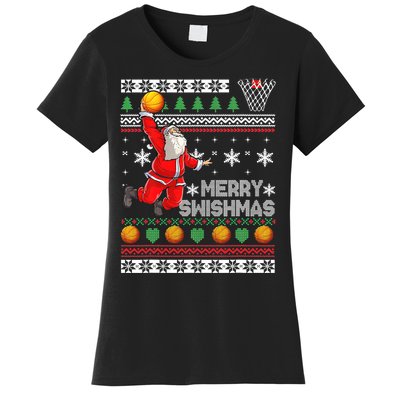 Merry Swishmas Ugly Christmas Basketball Christmas  Women's T-Shirt