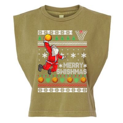 Merry Swishmas Ugly Christmas Basketball Christmas  Garment-Dyed Women's Muscle Tee