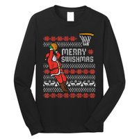 Merry Swishmas Ugly Christmas Sweater Basketball Pajamas Long Sleeve Shirt