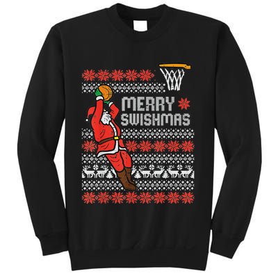 Merry Swishmas Ugly Christmas Sweater Basketball Pajamas Sweatshirt