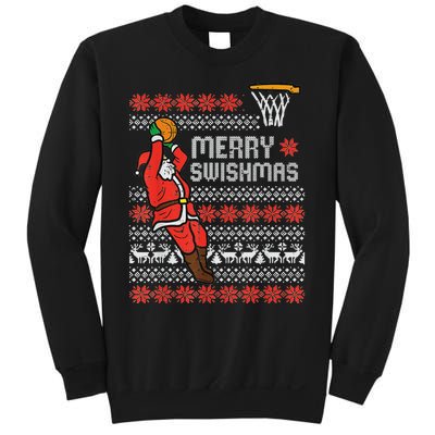 Merry Swishmas Ugly Christmas Sweater Basketball Pajamas Sweatshirt