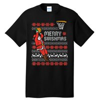 Merry Swishmas Ugly Christmas Sweater Basketball Pajamas Tall T-Shirt