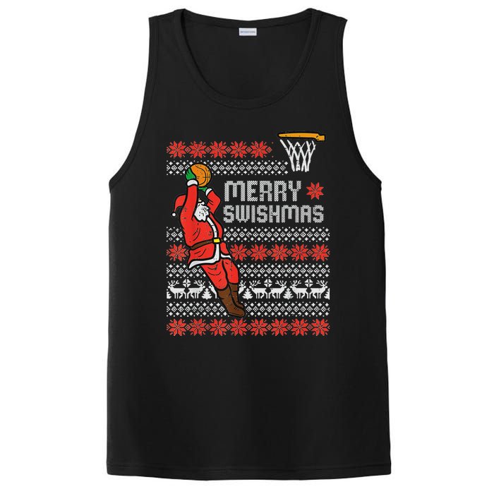 Merry Swishmas Ugly Christmas Sweater Basketball Pajamas PosiCharge Competitor Tank