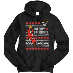 Merry Swishmas Ugly Christmas Sweater Basketball Pajamas Tie Dye Hoodie