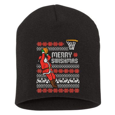 Merry Swishmas Ugly Christmas Sweater Basketball Pajamas Short Acrylic Beanie