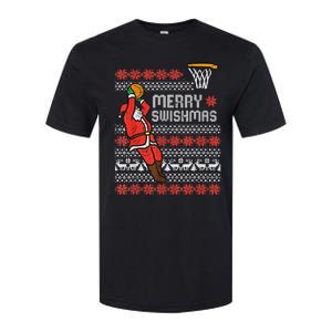 Merry Swishmas Ugly Christmas Sweater Basketball Pajamas Softstyle CVC T-Shirt