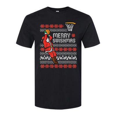 Merry Swishmas Ugly Christmas Sweater Basketball Pajamas Softstyle CVC T-Shirt