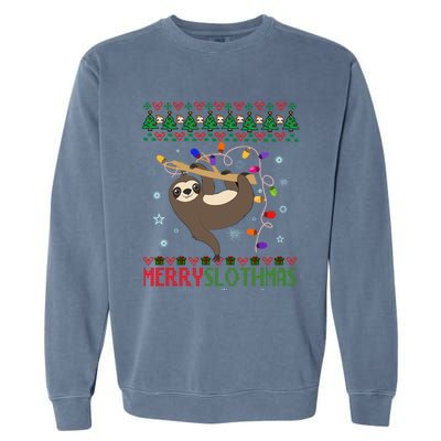 Merry Slothmas Ugly Christmas Pajama For Sloth Lovers Meaningful Gift Garment-Dyed Sweatshirt