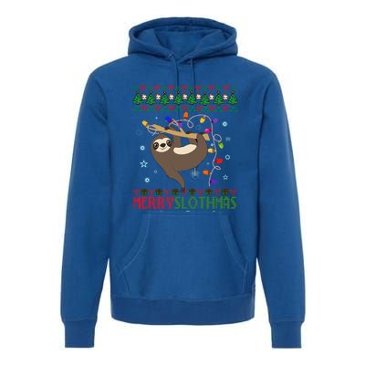 Merry Slothmas Ugly Christmas Pajama For Sloth Lovers Meaningful Gift Premium Hoodie