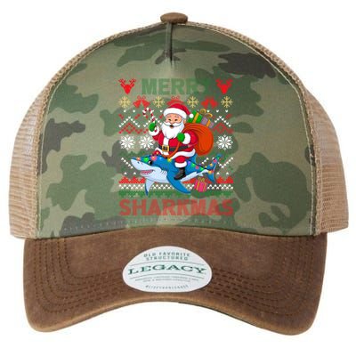 Merry Sharkmas Ugly Christmas Shark Lights Santa Hat Tree Gift Legacy Tie Dye Trucker Hat