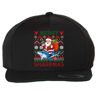 Merry Sharkmas Ugly Christmas Shark Lights Santa Hat Tree Gift Wool Snapback Cap