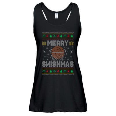 Merry Swishmas Ugly Christmas Sweater Basketball Christmas Gift Ladies Essential Flowy Tank