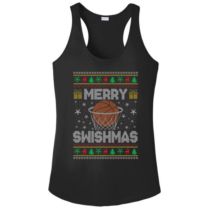 Merry Swishmas Ugly Christmas Sweater Basketball Christmas Gift Ladies PosiCharge Competitor Racerback Tank