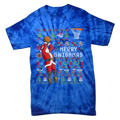 Merry Swishmas Ugly Christmas Basketball Christmas Gift Tie-Dye T-Shirt