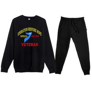 Mogadishu Somalia Veteran Operation Restore Hope War Veteran Premium Crewneck Sweatsuit Set