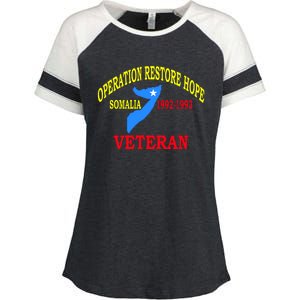 Mogadishu Somalia Veteran Operation Restore Hope War Veteran Enza Ladies Jersey Colorblock Tee