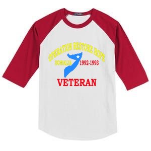 Mogadishu Somalia Veteran Operation Restore Hope War Veteran Kids Colorblock Raglan Jersey