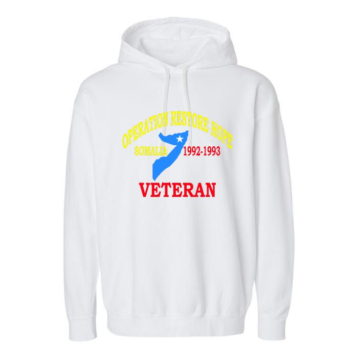 Mogadishu Somalia Veteran Operation Restore Hope War Veteran Garment-Dyed Fleece Hoodie