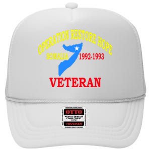 Mogadishu Somalia Veteran Operation Restore Hope War Veteran High Crown Mesh Back Trucker Hat