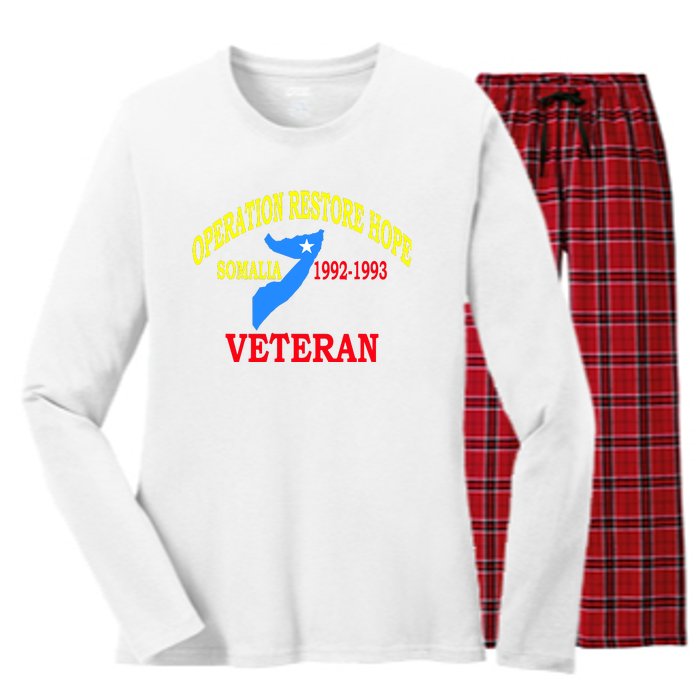 Mogadishu Somalia Veteran Operation Restore Hope War Veteran Women's Long Sleeve Flannel Pajama Set 